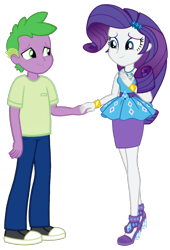 Size: 859x1263 | Tagged: safe, artist:georgegarza01, imported from derpibooru, rarity, spike, human, equestria girls, converse, female, holding hands, human spike, humanized, male, rarity peplum dress, shipping, shoes, show accurate, simple background, sparity, straight, transparent background, vector