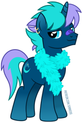 Size: 742x1100 | Tagged: safe, artist:jennieoo, imported from derpibooru, oc, oc only, oc:frightmare, pony, unicorn, feather boa, piercing, show accurate, simple background, smug, solo, transparent background, vector