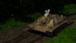 Size: 1920x1080 | Tagged: safe, artist:dieanondie, imported from derpibooru, oc, oc only, oc:aryanne, earth pony, pony, 3d, animated, blender, cap, female, hat, jagdpanther, mare, nazi, no sound, solo, tank (vehicle), webm