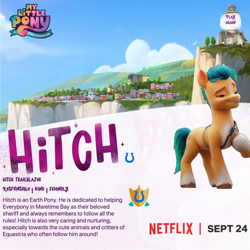 Size: 2160x2160 | Tagged: safe, imported from derpibooru, hitch trailblazer, g5, high res, male, my little pony: a new generation, my little pony: a new generation logo, netflix logo, official, text