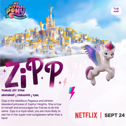 Size: 2160x2160 | Tagged: safe, imported from derpibooru, zipp storm, g5, high res, my little pony: a new generation, my little pony: a new generation logo, netflix logo, official, text