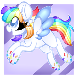 Size: 1280x1280 | Tagged: safe, artist:ladylullabystar, imported from derpibooru, oc, oc only, oc:vanilla sprinkles, pegasus, pony, colored pupils, female, mare, multicolored hair, rainbow hair, solo