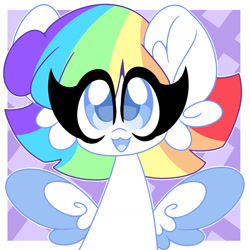 Size: 1280x1280 | Tagged: safe, artist:ladylullabystar, imported from derpibooru, oc, oc only, oc:vanilla sprinkles, pegasus, pony, big ears, colored pupils, female, mare, multicolored hair, rainbow hair, solo