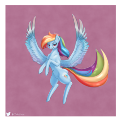 Size: 2500x2500 | Tagged: safe, artist:inkypuso, imported from derpibooru, rainbow dash, pegasus, pony, belly button, faic, female, high res, lidded eyes, mare, rearing, smiling, smirk, smug, smugdash, solo, spread wings, wings