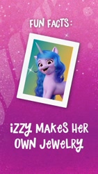 Size: 828x1472 | Tagged: safe, imported from derpibooru, izzy moonbow, pony, fact, g5, instagram story, my little pony: a new generation, official, solo, text