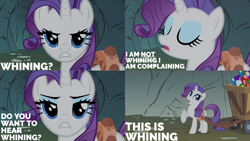 Size: 1280x720 | Tagged: safe, edit, edited screencap, editor:quoterific, imported from derpibooru, screencap, rarity, pony, unicorn, a dog and pony show, season 1, close-up, eyes closed, female, gem, gem cave, mare, open mouth, solo, wagon