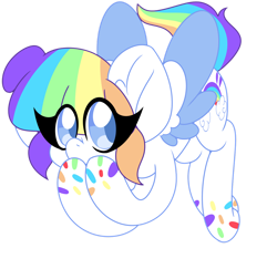 Size: 1280x1245 | Tagged: safe, artist:ladylullabystar, imported from derpibooru, oc, oc only, oc:vanilla sprinkles, pegasus, pony, big ears, colored pupils, female, mare, multicolored hair, rainbow hair, simple background, solo, transparent background