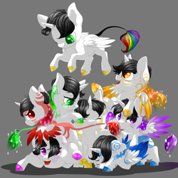 Size: 4251x4251 | Tagged: safe, artist:schokocream, imported from derpibooru, oc, oc only, oc:lightning bliss, alicorn, pony, alicorn oc, female, flying, horn, mare, multeity, smiling, wings