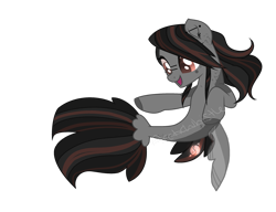 Size: 2797x2144 | Tagged: safe, artist:arcticwhistle, imported from derpibooru, oc, oc only, pegasus, seapony (g4), brown eyes, dorsal fin, fin wings, fish tail, flowing mane, flowing tail, high res, open mouth, seaponified, simple background, smiling, solo, species swap, tail, transparent background, wings
