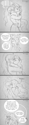 Size: 720x3053 | Tagged: safe, artist:lzjian79, imported from derpibooru, sci-twi, sunset shimmer, twilight sparkle, pony, unicorn, equestria girls, comic, female, hugging a pony, kissing, lesbian, pencil drawing, scitwishimmer, self ponidox, shipping, sketch, speech bubble, sunsetsparkle, traditional art, transformation