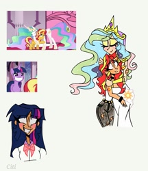 Size: 1747x2023 | Tagged: safe, artist:citi, edit, edited screencap, imported from derpibooru, screencap, princess celestia, sunset shimmer, twilight sparkle, alicorn, human, equestria girls, equestria girls series, forgotten friendship, clothes, cutie mark, cutie mark on clothes, cutie mark on human, eyes closed, eyeshadow, faic, grin, hug, humanized, makeup, scene interpretation, screencap reference, smiling, twilight sparkle (alicorn)