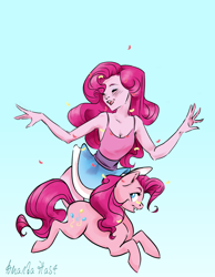 Size: 1084x1395 | Tagged: safe, artist:amanda-hast, imported from derpibooru, pinkie pie, pony, equestria girls, bare shoulders, confetti, cutie mark, digital art, female, human ponidox, self ponidox, sleeveless