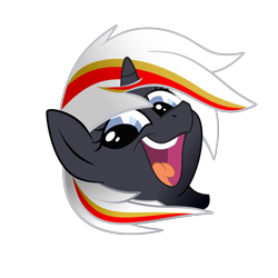 Size: 3894x3894 | Tagged: safe, imported from derpibooru, oc, oc only, oc:velvet remedy, pony, unicorn, fallout equestria, disembodied head, fanfic art, happy, high res, horn, looking at you, open mouth, simple background, solo, transparent background