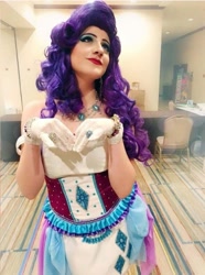 Size: 805x1080 | Tagged: safe, artist:sarahndipity cosplay, imported from derpibooru, rarity, human, 2018, clothes, cosplay, costume, everfree northwest, everfree northwest 2018, gloves, irl, irl human, jewelry, photo