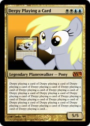 Size: 400x560 | Tagged: safe, artist:cinder vel, edit, imported from derpibooru, derpy hooves, pegasus, pony, card, ccg, droste effect, magic the gathering, recursion, solo, trading card, trading card edit