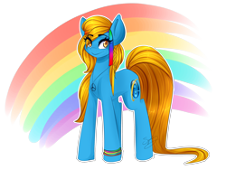 Size: 1280x960 | Tagged: safe, artist:sugarberry, imported from derpibooru, oc, oc only, oc:internet explorer, earth pony, pony, ask internet explorer, browser ponies, female, internet explorer, mare, rainbow, simple background, solo, transparent background