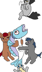 Size: 602x1017 | Tagged: safe, artist:anonymous, oc, oc only, earth pony, fish, pony, bloodshot eyes, fight, ms paint, punch, simple background, snowmare, snowpony (species), taiga pony, yakutian horse