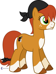 Size: 4000x5258 | Tagged: safe, alternate version, artist:parclytaxel, imported from derpibooru, oc, oc only, oc:honeyjack, earth pony, pony, .svg available, absurd resolution, alternate cutie mark, clothes, coat markings, female, freckles, mare, monthly reward, scarf, simple background, smiling, socks (coat markings), solo, tail band, transparent background, unshorn fetlocks, vector