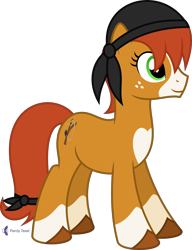 Size: 4000x5216 | Tagged: safe, alternate version, artist:parclytaxel, imported from derpibooru, oc, oc only, oc:honeyjack, earth pony, pony, .svg available, absurd resolution, clothes, coat markings, female, freckles, mare, monthly reward, scarf, simple background, smiling, socks (coat markings), solo, tail band, transparent background, unshorn fetlocks, vector