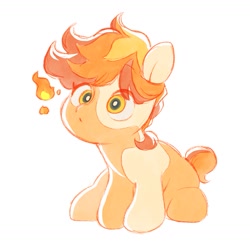 Size: 1343x1299 | Tagged: safe, artist:ruri0824tby, imported from derpibooru, oc, oc only, oc:flame egg, earth pony, pony, coat markings, cute, female, fire, mare, ocbetes, simple background, solo, white background