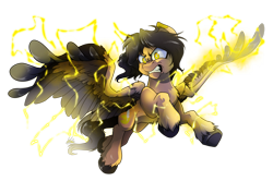 Size: 3507x2480 | Tagged: safe, artist:dormin-dim, imported from derpibooru, oc, oc only, oc:playbitz, pegasus, pony, angry, high res, lightning, oversized wings, rage, simple background, solo, transparent background