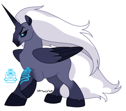 Size: 2266x2000 | Tagged: safe, artist:renhorse, imported from derpibooru, oc, oc only, alicorn, pony, black sclera, high res, magical lesbian spawn, offspring, parent:night glider, parent:nightmare moon, parents:nightmareglider, simple background, solo, transparent background