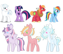 Size: 672x573 | Tagged: safe, artist:inkprism, imported from derpibooru, big macintosh, double diamond, rainbow dash, twilight sparkle, oc, earth pony, pegasus, pony, unicorn, base used, diamondlight, doubledash, doublemac, female, gay, magical gay spawn, male, offspring, parent:big macintosh, parent:double diamond, parent:rainbow dash, parent:twilight sparkle, parents:diamondlight, parents:doubledash, parents:doublemac, shipping, simple background, stallion, straight, transparent background, unicorn twilight