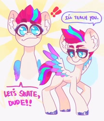 Size: 1762x2048 | Tagged: safe, artist:p0nyplanet, imported from derpibooru, zipp storm, pegasus, pony, female, g5, mare, speech bubble, text