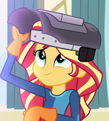 Size: 654x731 | Tagged: safe, imported from derpibooru, screencap, sunset shimmer, equestria girls, friendship games, cropped, solo, welding mask