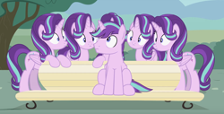 Size: 1296x658 | Tagged: safe, artist:forgalorga, imported from derpibooru, starlight glimmer, alicorn, pony, unicorn, alicornified, female, glimmergleam, harem, implied selfcest, male, mare, multeity, piper perri surrounded, r63 paradox, race swap, rule 63, self paradox, self ponidox, selfcest, shipping, stallion, starlicorn, starlight cluster, starlight's world, stellar gleam, straight, xk-class end-of-the-world scenario, youtube link