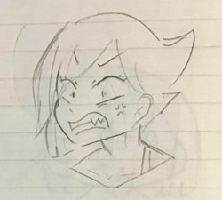 Size: 947x853 | Tagged: safe, artist:metaruscarlet, imported from derpibooru, limestone pie, human, angry, cross-popping veins, female, gritted teeth, humanized, lined paper, sketch, solo, traditional art