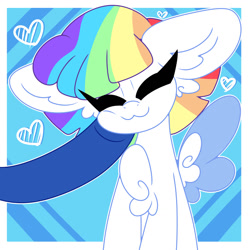 Size: 1280x1280 | Tagged: safe, artist:ladylullabystar, imported from derpibooru, oc, oc only, oc:vanilla sprinkles, pegasus, pony, big ears, chest fluff, female, mare, multicolored hair, rainbow hair, solo