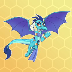 Size: 3000x3000 | Tagged: safe, artist:spitfire740, imported from derpibooru, princess ember, dragon, art trade, belly dancer outfit, dragoness, female, high res, jewelry, spread wings, wings