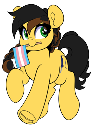 Size: 2748x3620 | Tagged: safe, artist:partylikeanartist, imported from derpibooru, oc, oc only, oc:aurora (stardust), pony, high res, pride, pride flag, simple background, solo, transgender pride flag, transparent background