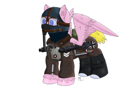 Size: 4000x3000 | Tagged: safe, artist:donnik, imported from derpibooru, oc, oc only, pegasus, pony, clothes, goggles, iron cross, luftwaffe, male, mask, mg42, rocket, simple background, solo, transparent background, uniform, unshorn fetlocks