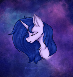 Size: 2457x2604 | Tagged: safe, artist:darklight1315, imported from derpibooru, oc, oc only, oc:destroy joom, pony, unicorn, eyes closed, high res, solo, space