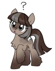 Size: 475x623 | Tagged: safe, artist:marbo, oc, oc only, oc:winter wonder, pony, curious, female, mare, ooo, question mark, raised hoof, simple background, snowpony (species), solo, taiga pony, transparent background