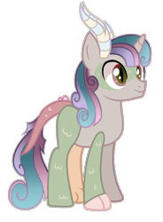 Size: 890x1206 | Tagged: safe, artist:amicasecretuwu, imported from derpibooru, discord, princess flurry heart, oc, hybrid, fusion, male, simple background, solo, transparent background