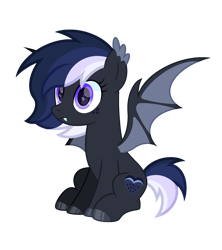 Size: 1600x1800 | Tagged: safe, artist:ponkus, imported from derpibooru, oc, oc only, oc:melun heart, bat pony, pony, bat wings, cute, ear fluff, fangs, female, freckles, mare, palette swap, simple background, solo, transparent background, wide eyes, wings