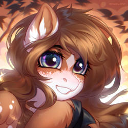 Size: 2000x2000 | Tagged: safe, artist:fenwaru, imported from derpibooru, oc, oc only, oc:mabel, pegasus, pony, brown, bust, coat markings, colored ears, cute, draft horse, ear fluff, facial markings, fluffy, grin, high res, hoof under chin, mealy mouth (coat marking), pale belly, portrait, smiling, solo, star (coat marking), wide eyes