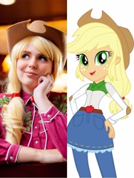 Size: 1717x2289 | Tagged: safe, artist:maddymoiselle, imported from derpibooru, applejack, human, equestria girls, clothes, cosplay, costume, irl, irl human, long sleeves, photo