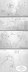 Size: 1200x3055 | Tagged: safe, artist:lzjian79, imported from derpibooru, sunset shimmer, equestria girls, alcohol, comic, crossover, drink, open mouth, pencil drawing, police, spanish, speech bubble, sunglasses, traditional art, translation