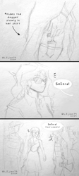 Size: 1200x2685 | Tagged: safe, artist:lzjian79, imported from derpibooru, sci-twi, sunset shimmer, twilight sparkle, equestria girls, comic, crossover, dagger, implied murder, open mouth, pencil drawing, police, spanish, speech bubble, sunglasses, traditional art, translation, weapon