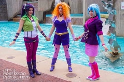 Size: 1080x719 | Tagged: safe, artist:littlemissbloo, artist:littleprofessorproductions, artist:sarahndipity cosplay, artist:shelbeanie, imported from derpibooru, adagio dazzle, aria blaze, sonata dusk, human, bronycon, bronycon 2015, equestria girls, clothes, converse, cosplay, costume, disguise, disguised siren, irl, irl human, photo, shoes, the dazzlings