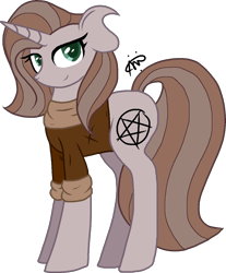 Size: 1029x1241 | Tagged: safe, artist:gallantserver, imported from derpibooru, oc, oc only, oc:emorundum, pony, unicorn, baphomet, offspring, parent:cheese sandwich, parent:maud pie, parents:maudwich, simple background, solo, transparent background