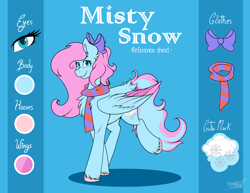 Size: 2592x2000 | Tagged: safe, artist:shamy-crist, imported from derpibooru, oc, oc only, oc:misty snow, pegasus, pony, clothes, female, high res, mare, reference sheet, scarf, solo