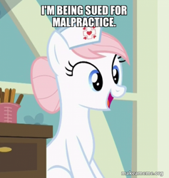 Size: 500x527 | Tagged: safe, edit, edited screencap, imported from derpibooru, screencap, nurse redheart, pony, a flurry of emotions, caption, cropped, image macro, jellystone, solo, text