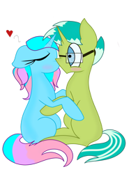 Size: 1224x1632 | Tagged: safe, artist:skypaw122, imported from derpibooru, oc, oc only, pony, unicorn, eyelashes, female, floppy ears, glasses, heart, horn, male, mare, oc x oc, shipping, simple background, stallion, straight, transparent background, unicorn oc