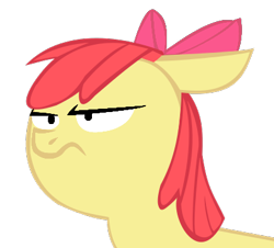 Size: 411x372 | Tagged: safe, artist:wastelandgunner, imported from derpibooru, apple bloom, earth pony, pony, angry, female, filly, frown, reaction image, simple background, solo, transparent background, unamused, unimpressed