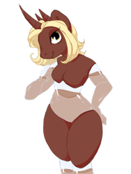 Size: 2121x2828 | Tagged: safe, artist:holidaye, imported from derpibooru, oc, oc only, oc:coco, anthro, breasts, glass pony, high res, simple background, solo, transparent background